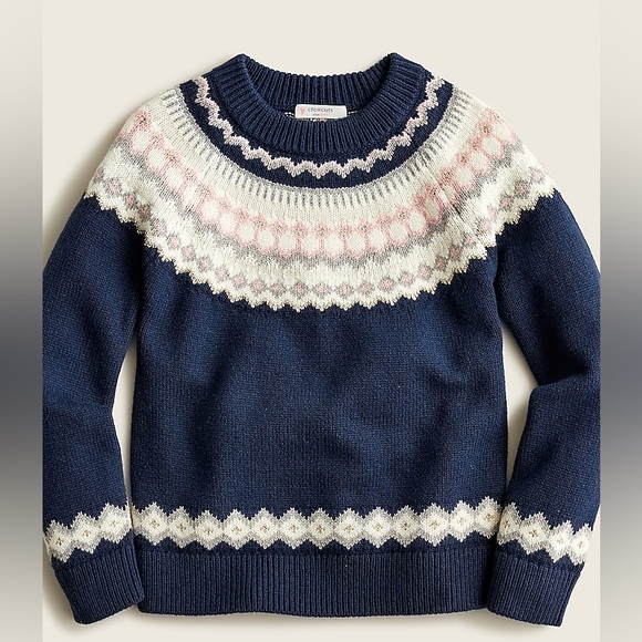J. Crew Crewcuts - Girls' Classic Fair Isle Sweater - Navy - Picture 1 of 7
